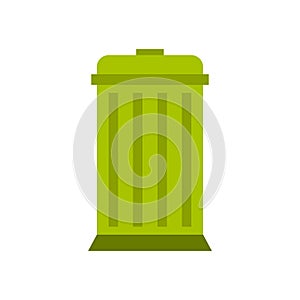 Eco dustbin icon, flat style