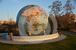 Waterfront Park Globe at Sunset in Salem, Oregon