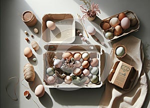 Eco -Easter, eggs decoration pastel colors