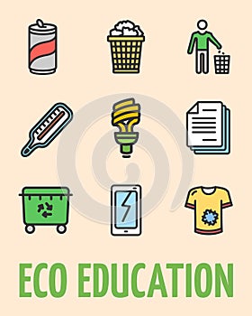 Eco Education Recycle Concept Placard Poster Banner Card. Vector