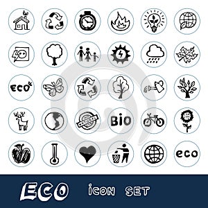 Eco elements and environment web icons set