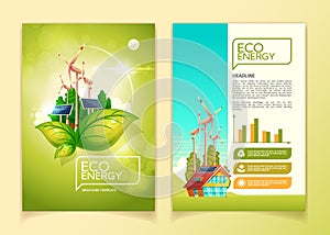 Eco energy brochure template vector illustration for green nature conservation concept