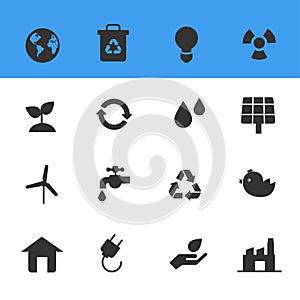 Eco Energy and Environment Icons Set Vector with White Background