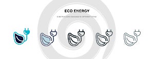 Eco energy icon in different style vector illustration. two colored and black eco energy vector icons designed in filled, outline