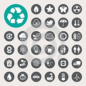 Eco energy icons set.