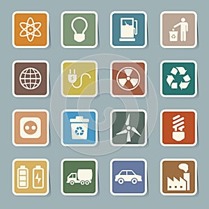 Eco energy icons set.