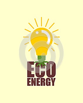 Eco energy. Soil light bulb. Ecological electricity production symbol. Green energy sign