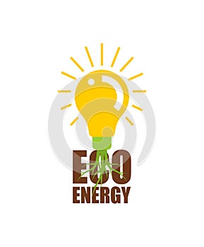 Eco energy. Soil light bulb. Ecological electricity production symbol. Green energy sign