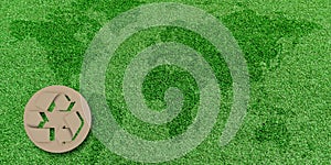 Eco environment concept, Recycle paper icon on green lawn