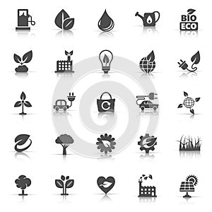 Eco environment icons set in flat style. Ecology vector illustration on white isolated background. Bio emblem sign business