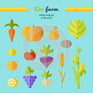 Eco Farm Conceptual Vector in Flat Style Design.