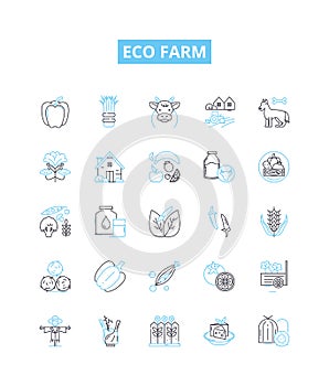 Eco farm vector line icons set. Ecofarm, Sustainable, Agriculture, Green, Organic, Natural, Crops illustration outline photo