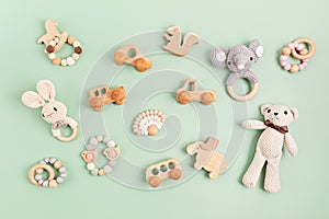 Eco fiendly child wooden toys. Sustainable, developmental, sensory toys for babies