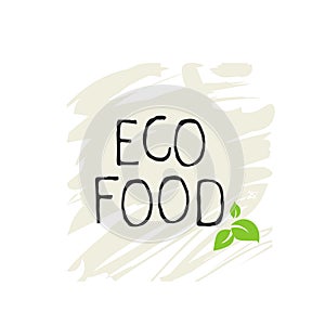 Eco food label and high quality product badges. Bio healthy organic, 100 bio and natural product icon. Emblems for cafe