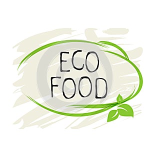 Eco food label and high quality product badges. Bio healthy organic, 100 bio and natural product icon. Emblems for cafe