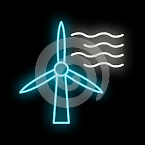 Eco friendly alternative energy source and waste recycling icon, concept green eco earth glow neon flat vector illustration,