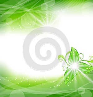 Eco friendly background with green leaves
