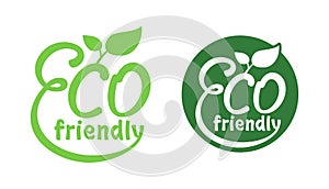 Eco-friendly badge in green organic decoration