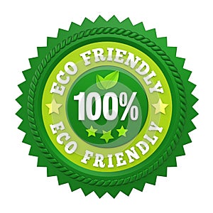 100% Eco Friendly Badge Label Isolated photo