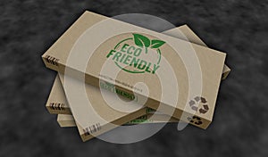 Eco friendly box pack 3d illustration