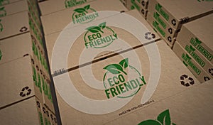 Eco friendly box pack 3d illustration