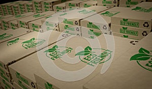 Eco friendly box pack 3d illustration