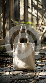 Eco-friendly canvas tote bag outdoors