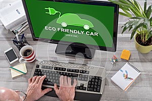 Eco friendly car concept on a computer