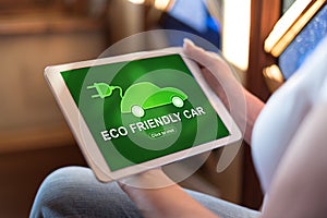 Eco friendly car concept on a tablet