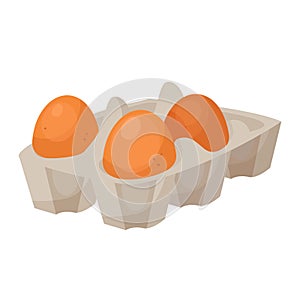 Eco-friendly carton packaging for carrying, storage chicken eggs. Cardboard packing. Eggbox. photo