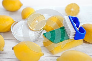 Eco-friendly cleaner, lemon and baking soda