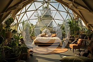 Eco-friendly Dome living garden space. Generate Ai