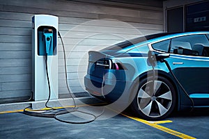 Eco-Friendly Electric Car Charging Up - Generative AI