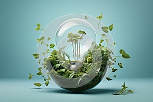 Eco-friendly energy concept with green lightbulb