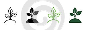 Eco Friendly Farm Symbol Collection. Sprout of Plant in Ecology Garden. Eco Natural Seed, Agriculture Line and