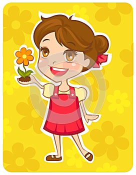 Eco-friendly girl hold a flower