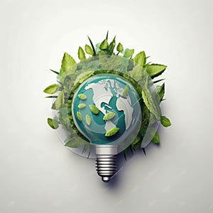 Eco-Friendly Globe: Earth-Lightbulb Hybrid. Generative AI