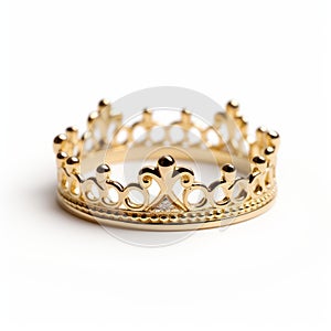 Eco-friendly Gold Crown Ring On White Background photo