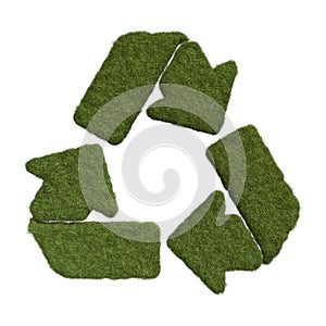 Eco-friendly grass recycle sign isolated on white background. Concept of ecology recycling