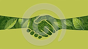 Eco-Friendly Green Business Handshake Illustration