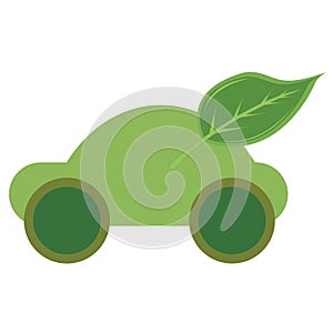 Eco-friendly green car with leaf
