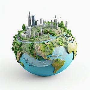 Eco Friendly and Green Energy Concept Design. Globe Earth Planet and Green Energy Concept Design Elements. Modern Design World