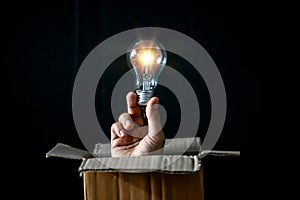 Eco-Friendly Green Energy Concept: Saving the Planet with Creative Bulb Recycling and Innovation. Green Hand Holding Bulb
