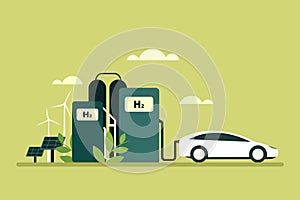 Eco friendly green hydrogen fuel pump and car