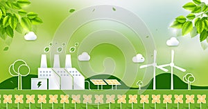 Eco friendly, Green Industries, energy and ecology concept. Vector illustration