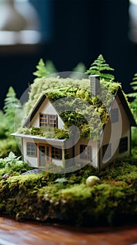 Eco Friendly House - Paper Home On Moss In Garden