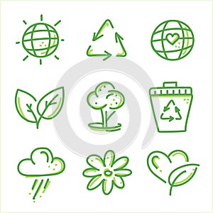 Eco friendly icon set