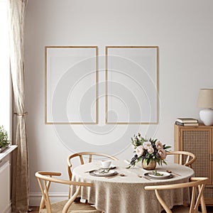 Eco Friendly interior style. Frame mockup. Poster mockup. 3d rendering, 3d illustration