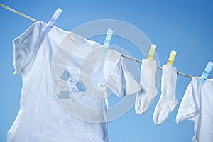 Eco- friendly laundry drying on clothesline