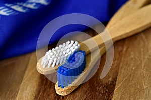 Eco-friendly lifestyle choice, wooden toothbrushes